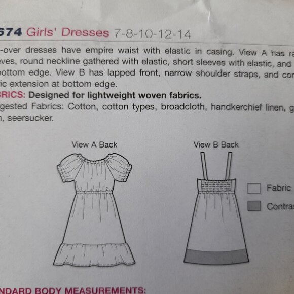Girls Dress Sewing Pattern Empire Waist Size 7-14 Kwik Sew 3674 UNCUT - Picture 6 of 8
